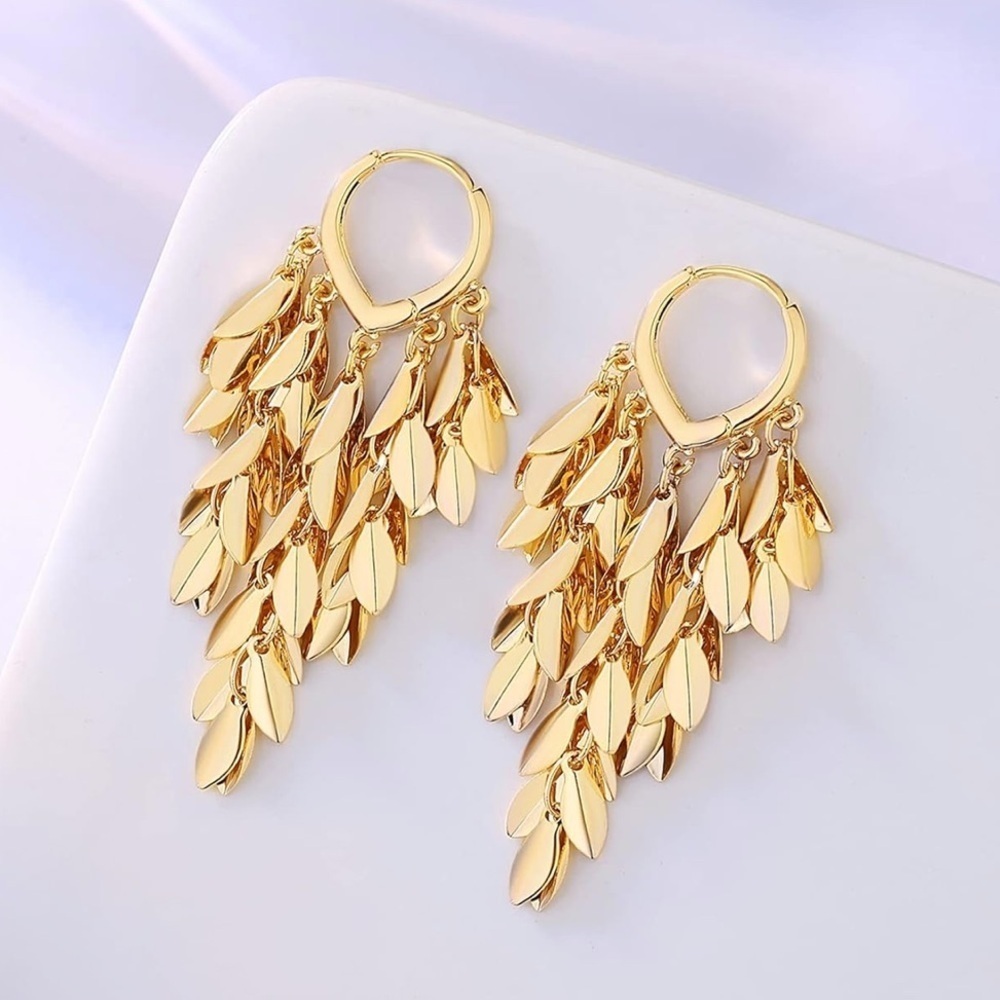 Luxe Golden Leaf Cascade Earrings